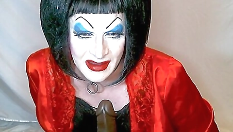 Heavy Makeup Slut Debra Pleases Step daddy By Sucking Bbc Dildo