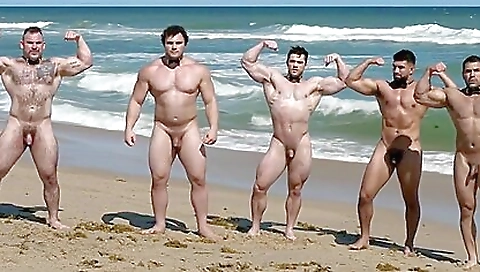 Muscle Men On The Beach